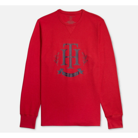 Tommy Hilfiger Men's Thermal Waffle-Knit Logo Pajama T-Shirt Red Size L 4418 - Picture 1 of 1
